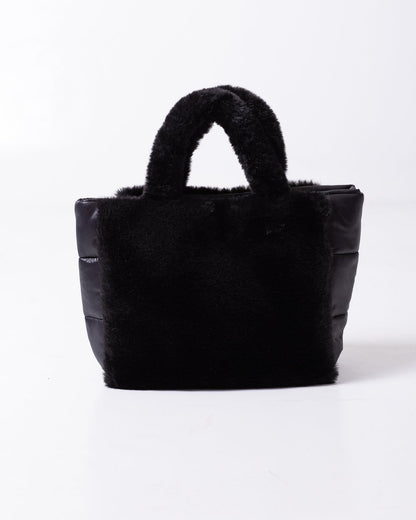 Borsa Colmar tote puffy con pelliccia e inserti in tessuto
