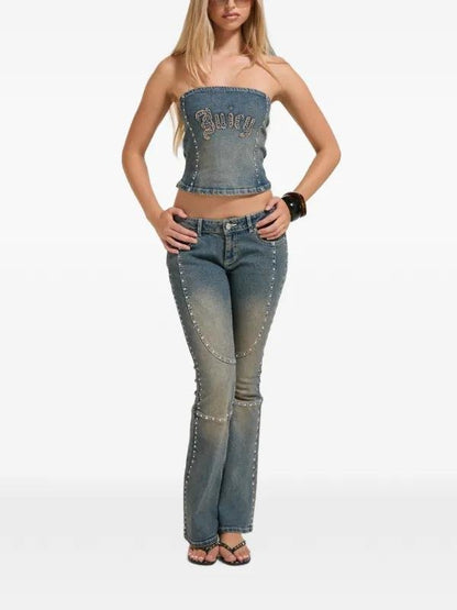 Jeans Juicy Couture con logo e borchie