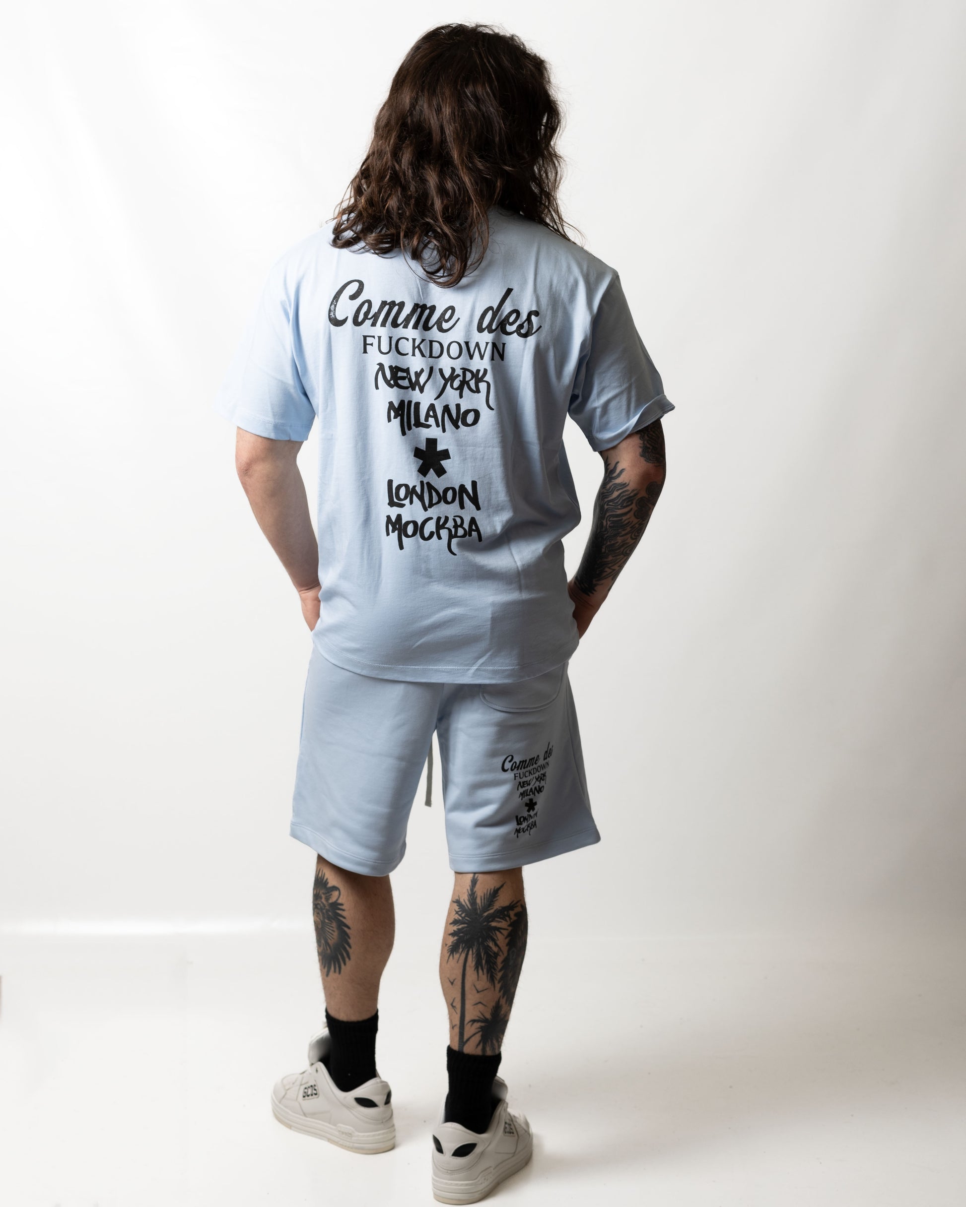 Bermuda Comme des Fuckdown in felpa con stampe uomo
