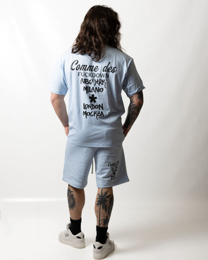 Bermuda Comme des Fuckdown in felpa con stampe uomo