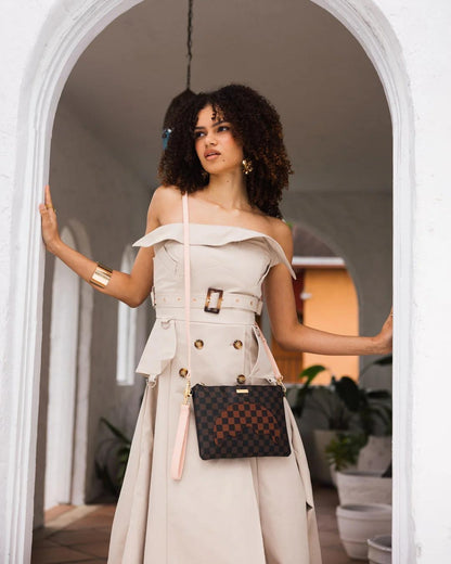 Pochette Sprayground marrone boujee strap clutch con tracolla