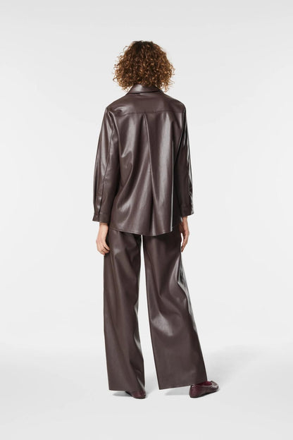 Pantalone Nenette gamba larga in ecopelle donna