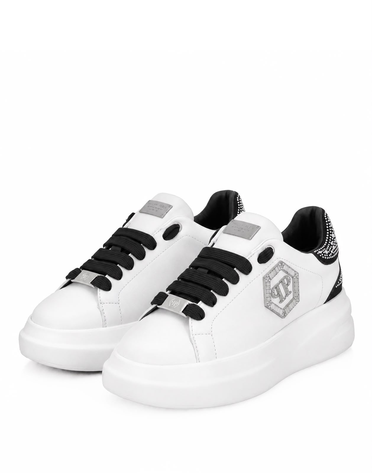 Scarpe Philipp Plein in pelle con logo e brillantini