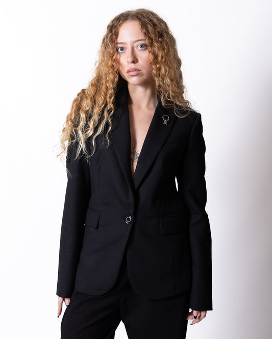 Giacca Richmond X in lana con maxi grafica sul retro in perline e ricami