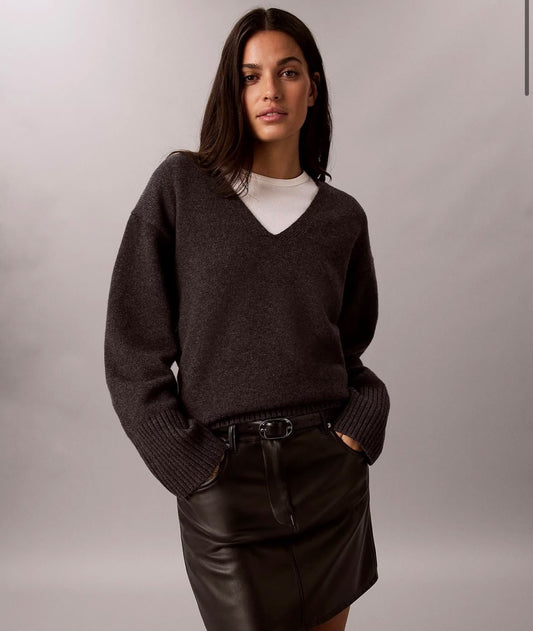 Gonna Calvin Klein Jeans in ecopelle con logo patch