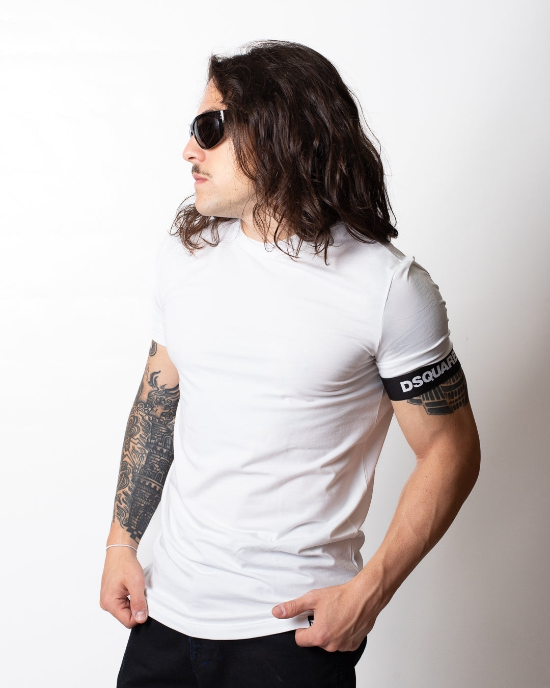 T-Shirt Dsquared2 con banda elastica logata