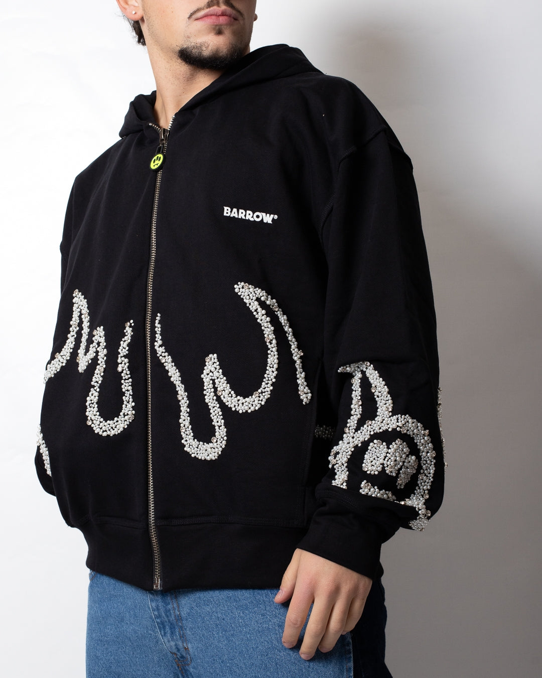 Felpa Barrow fullzip con cappuccio con perline e strass