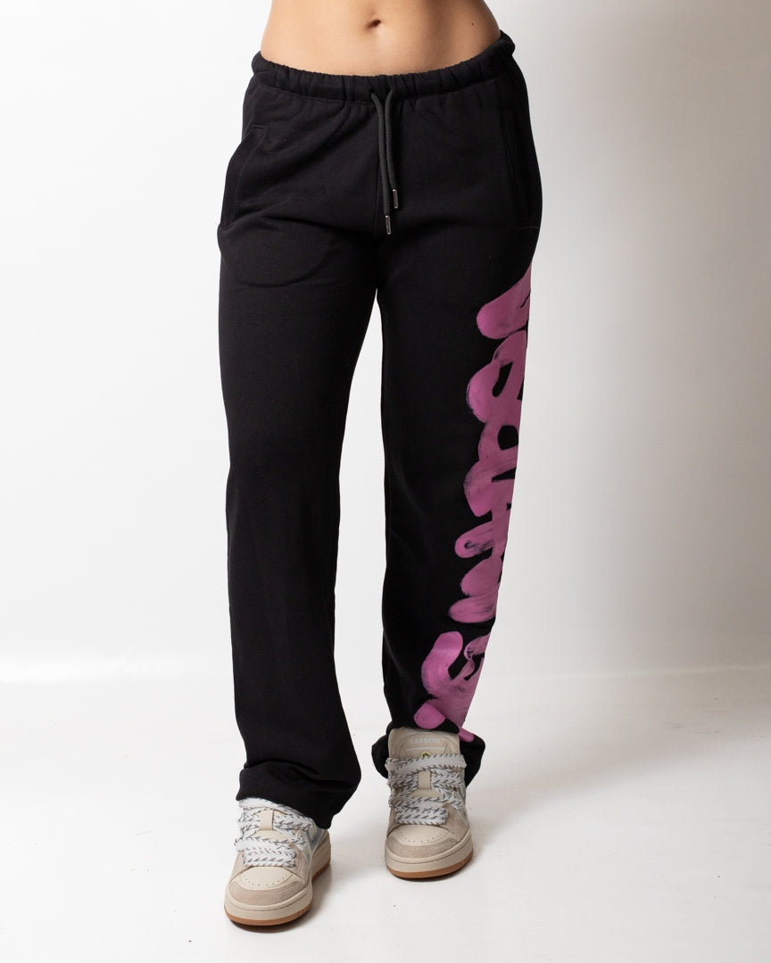 Pantalone Disclaimer in felpa con logo glitter donna