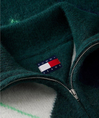 Maglia Tommy Jeans mezza zip con motivo argyle e logo ricamato