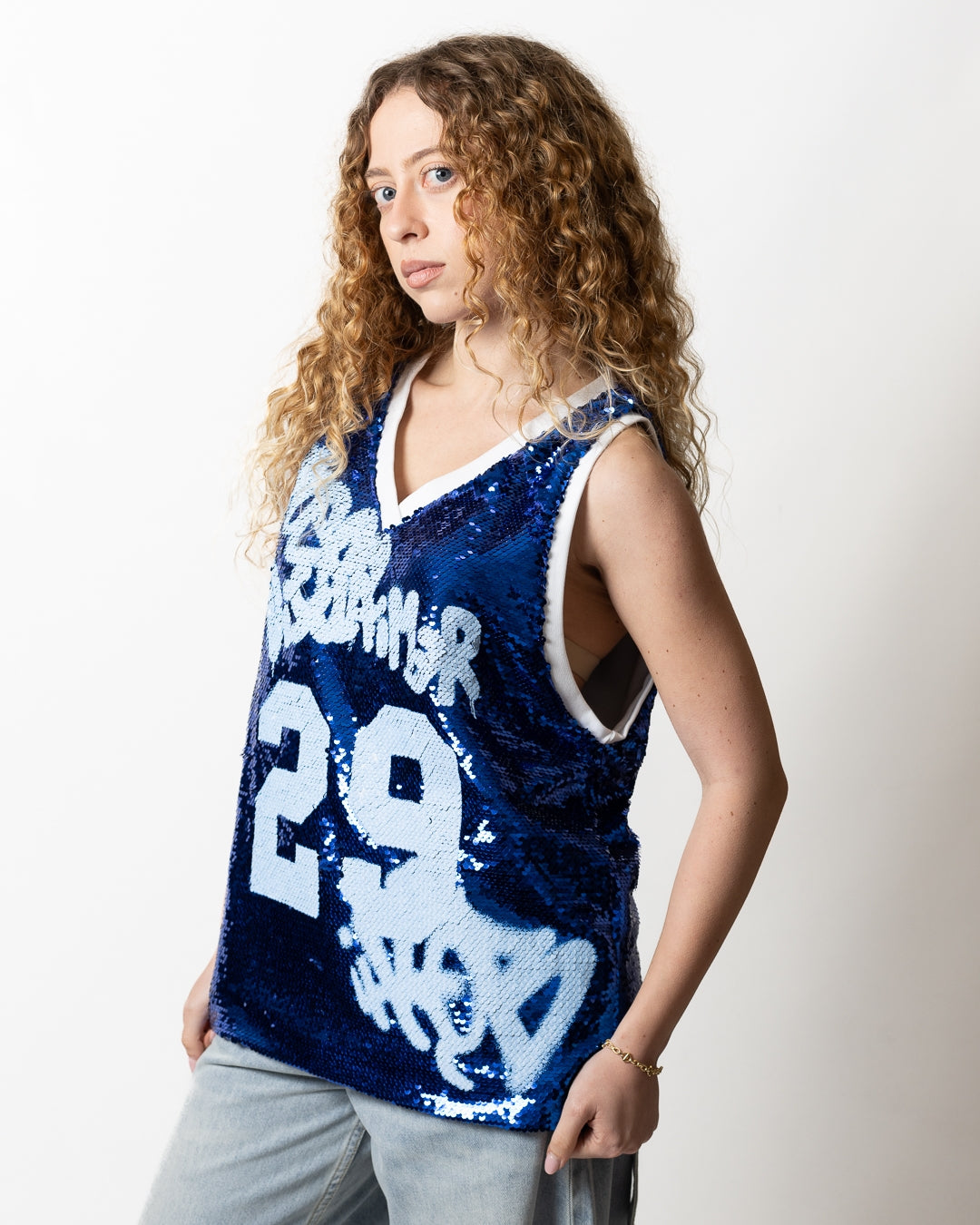 Canotta Disclaimer con paillettes donna