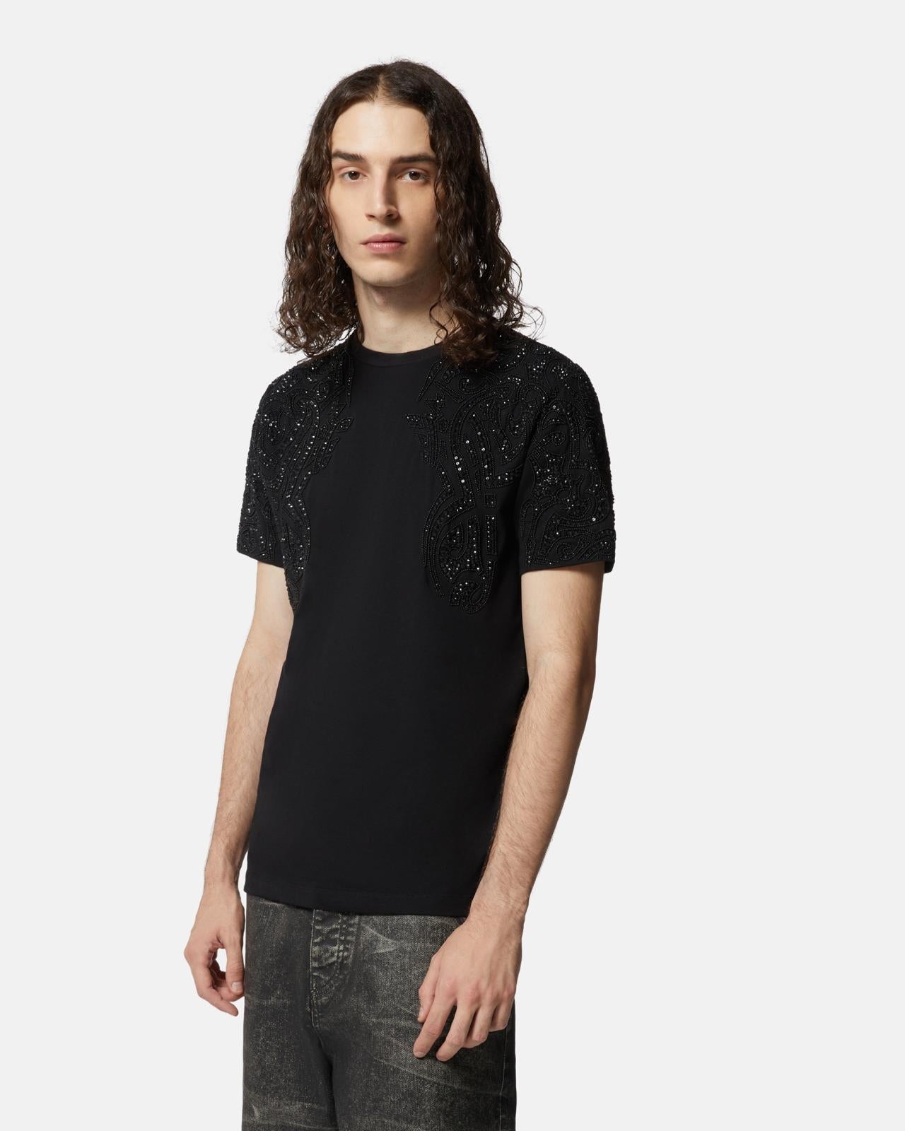 T-Shirt John Richmond con ricami e strass uomo