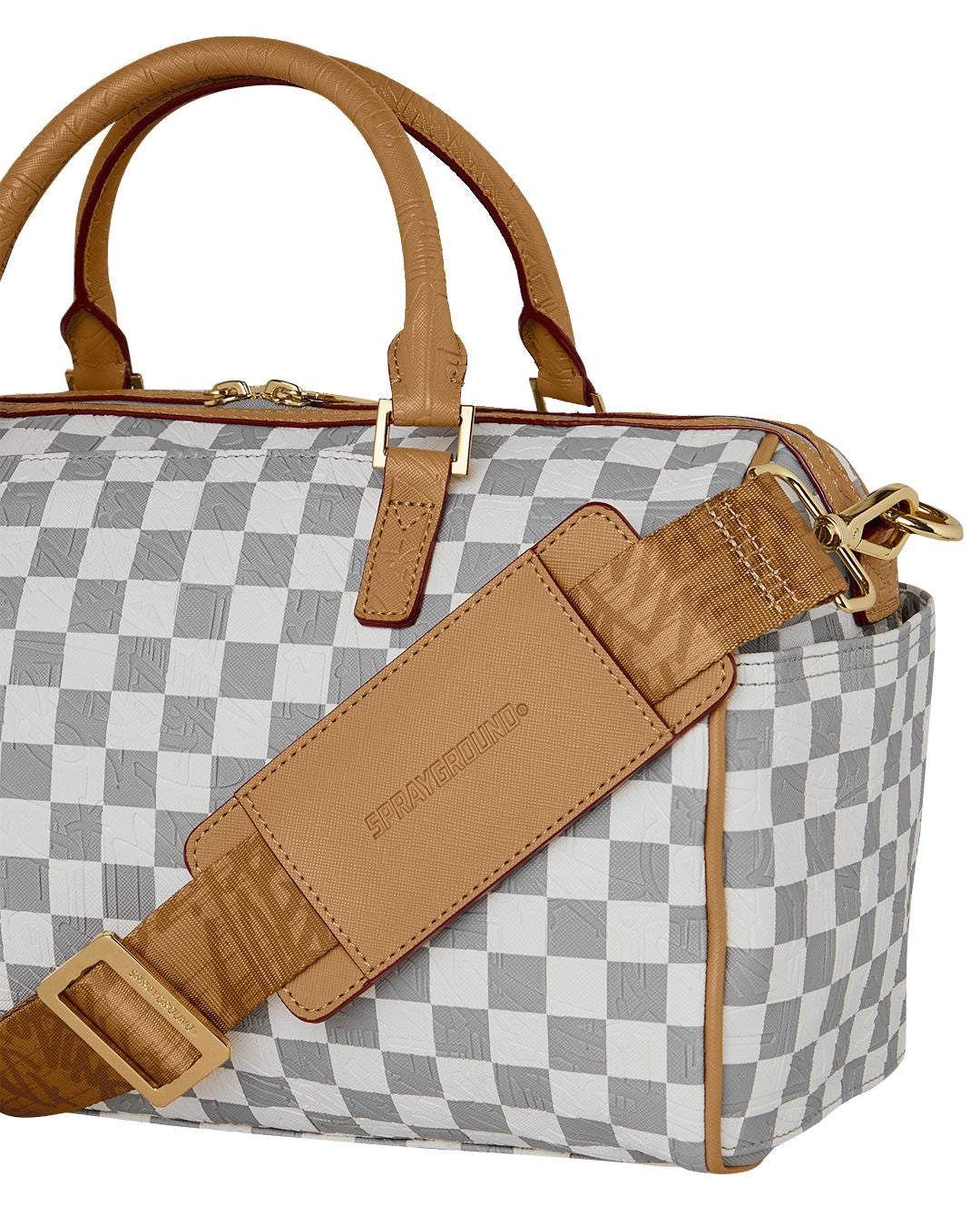 Borsa Sprayground bianco EMBOSSED CREAM CHECK MINI DUFFLE
