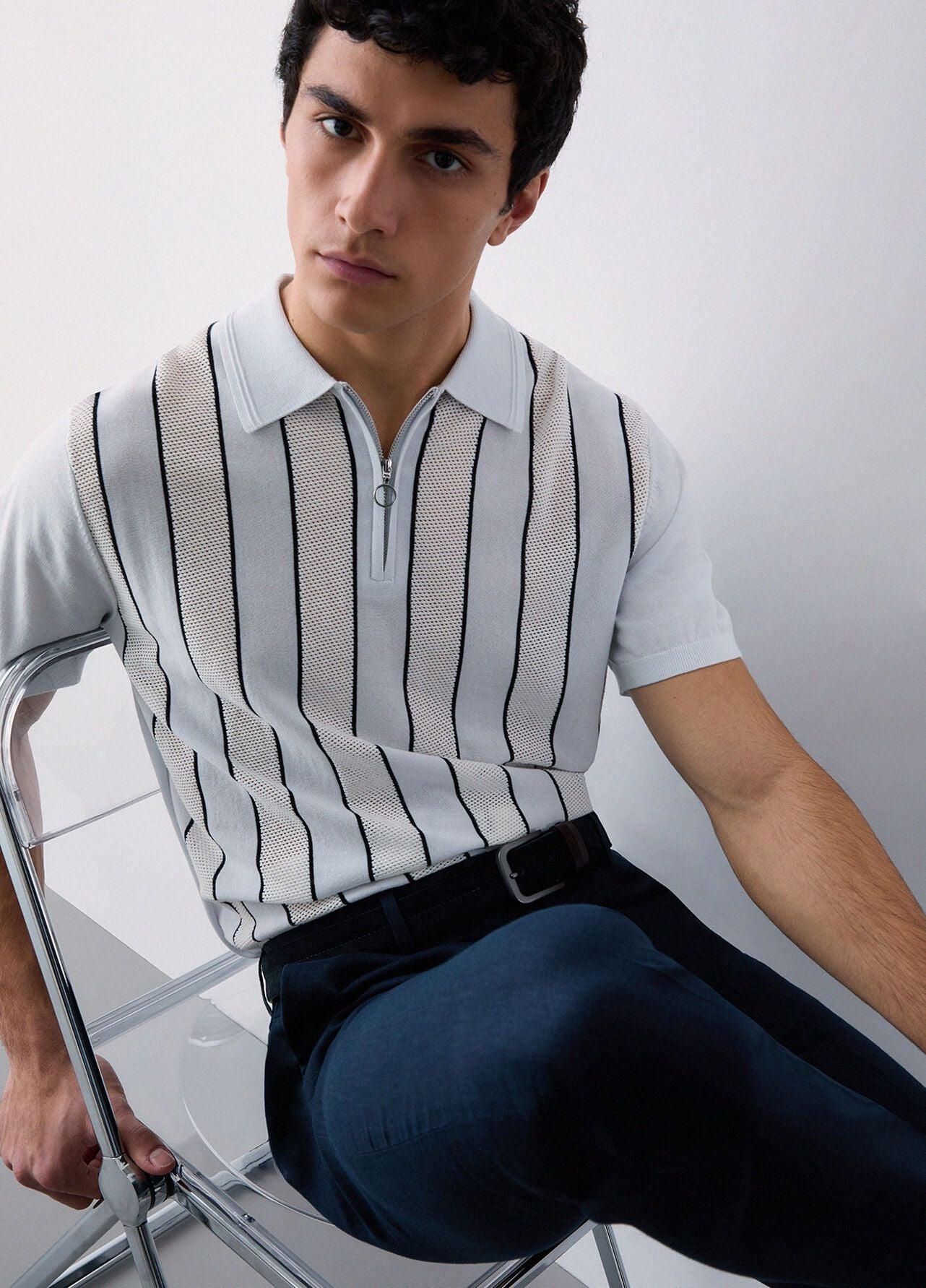 Polo Liu Jo in maglia con mezza zip uomo