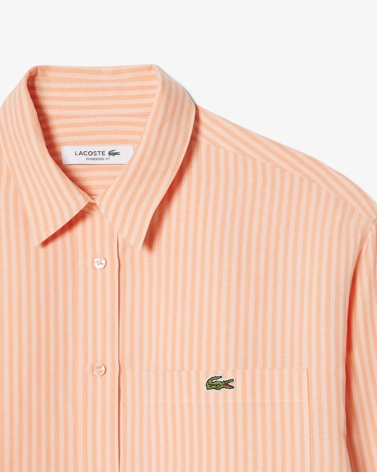 Camicia Lacoste oversize a strisce in misto lino donna