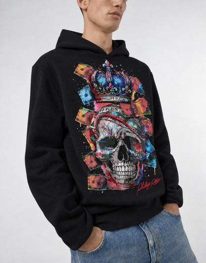 Felpa Philipp Plein "Multicolor Skull Dollar" con cappuccio