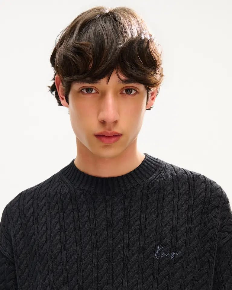 Maglia Kenzo Paris cable knit con logo ricamato