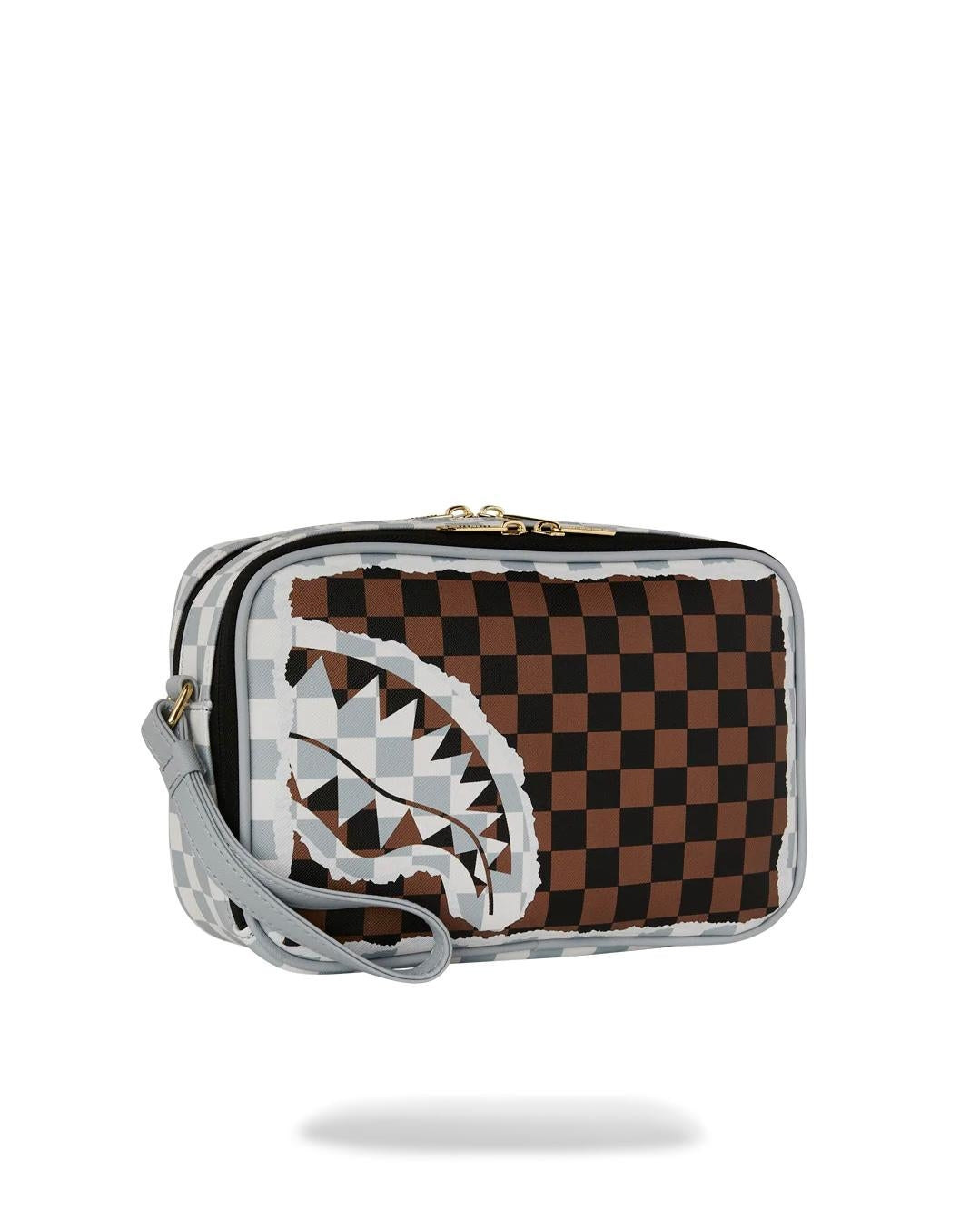 Pochette e beauty Sprayground marrone "CREAM AND BROWN TEAR CHECK TOILETRY BAG"