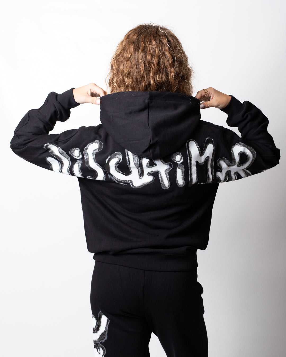 Felpa Disclaimer con cappuccio e logo glitter donna