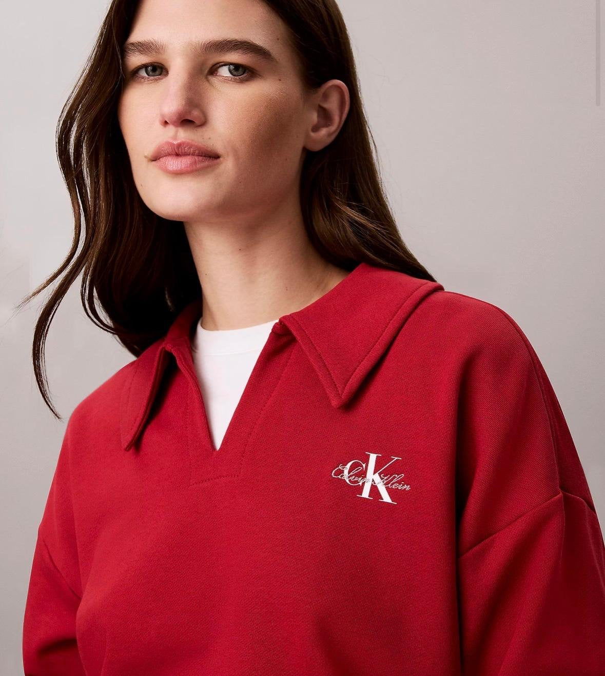 Felpa polo Calvin Klein Jeans con logo stampato e ricamato