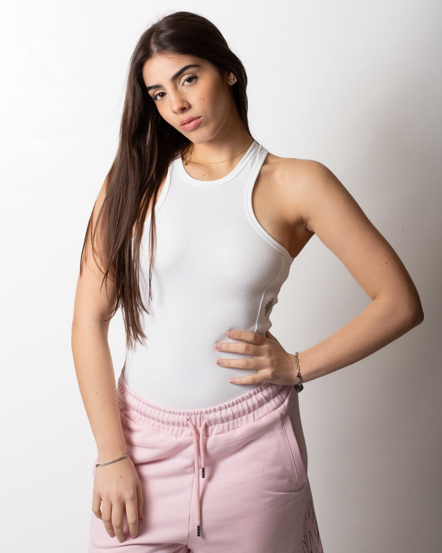 Body Marcelo Burlon in costina con logo strass donna