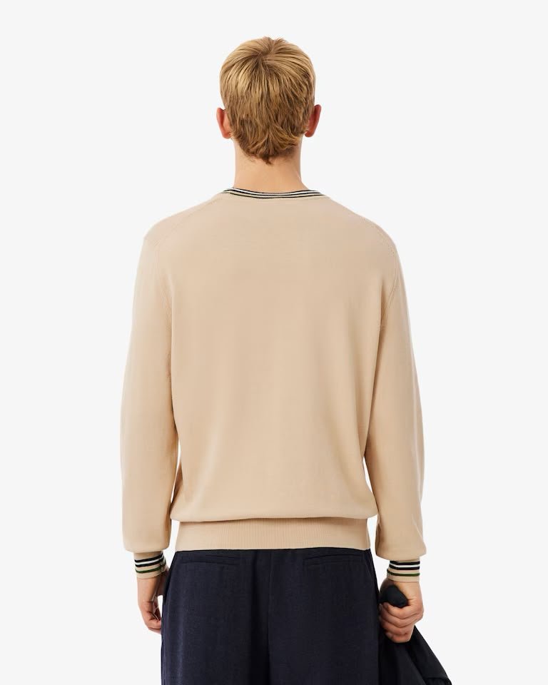 Maglia Lacoste girocollo con strisce a contrasto uomo