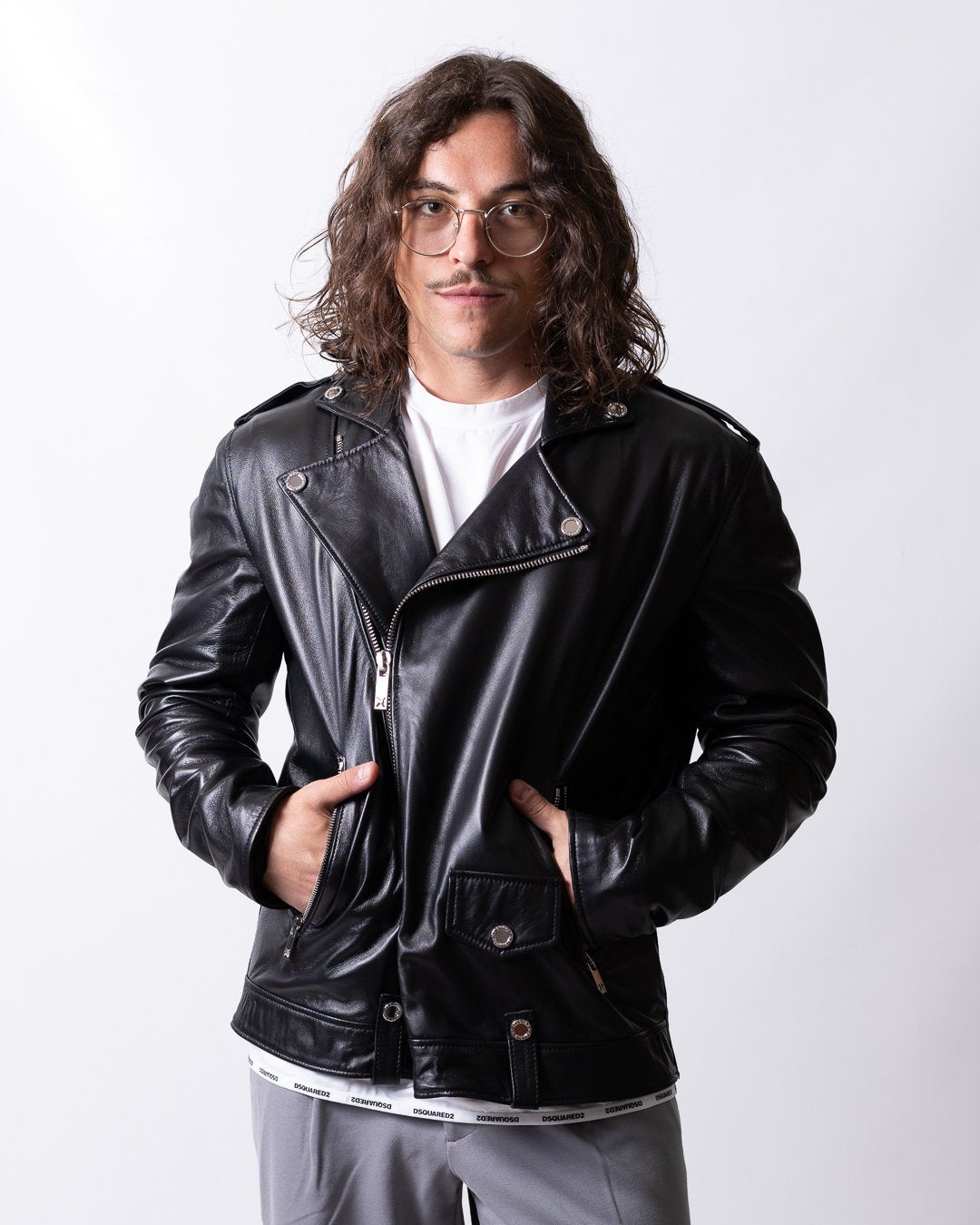 Giubbotto Richmond X biker in vera pelle uomo