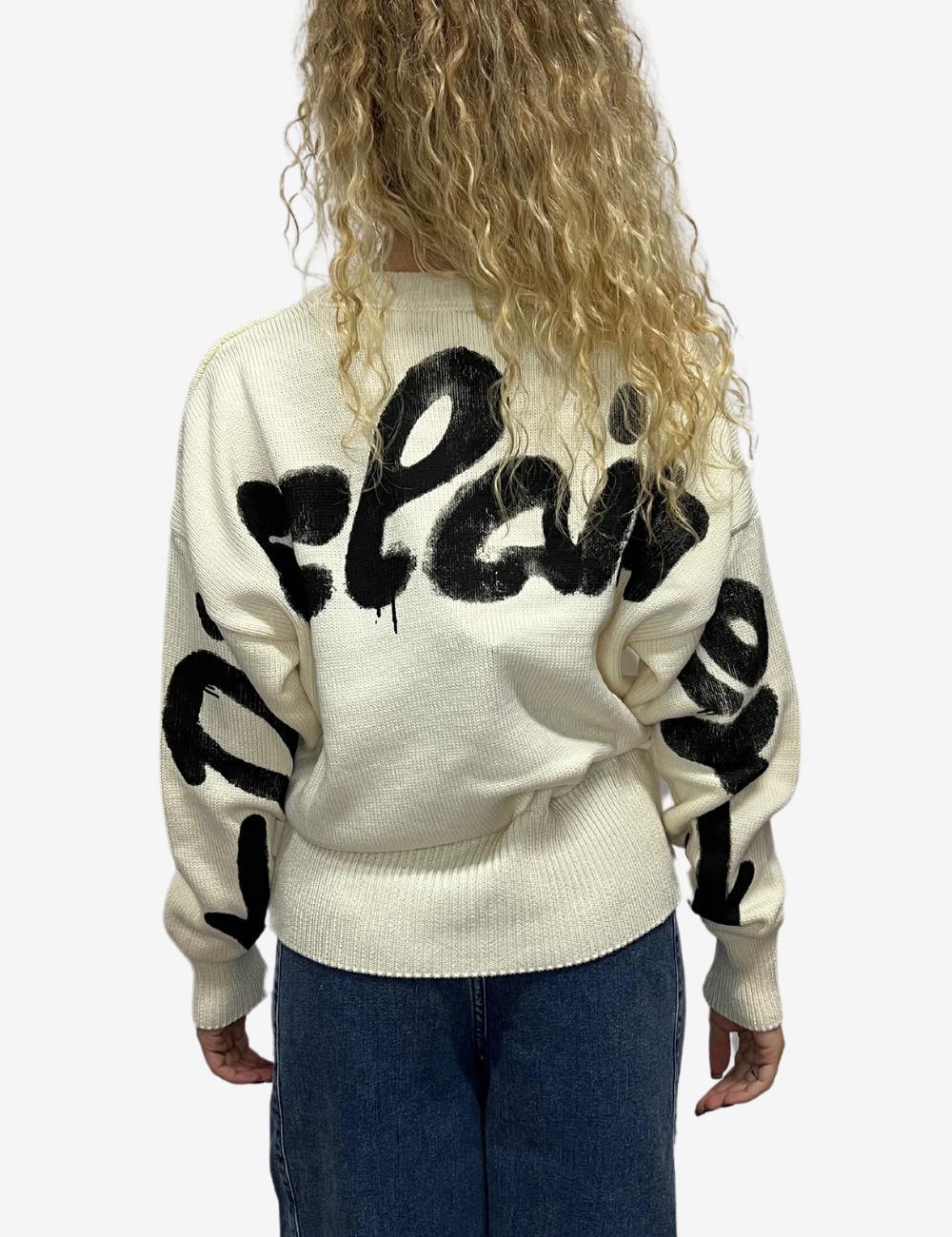 Maglia Disclaimer girocollo con logo in rilievo donna