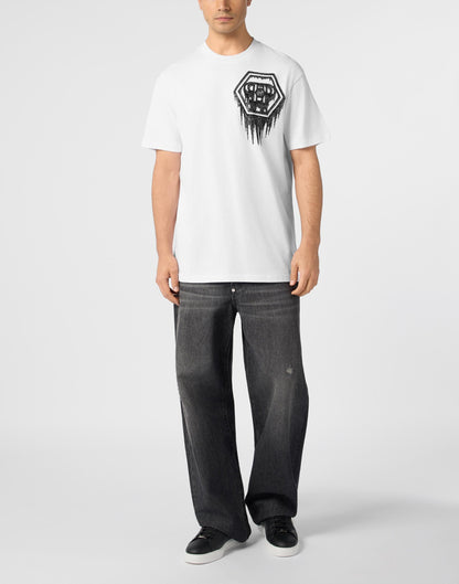 T-shirt Philipp Plein "Neon Space Hexagon" con cristalli e stampa