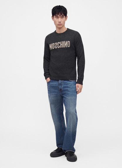 Maglia Moschino girocollo in misto lana "Logo Inside Out" uomo