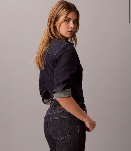Camicia Calvin Klein Jeans in denim con cuciture a contrasto