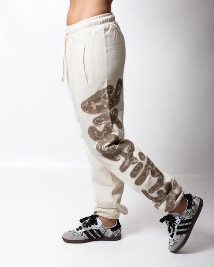Pantalone Disclaimer in felpa con logo glitterato donna