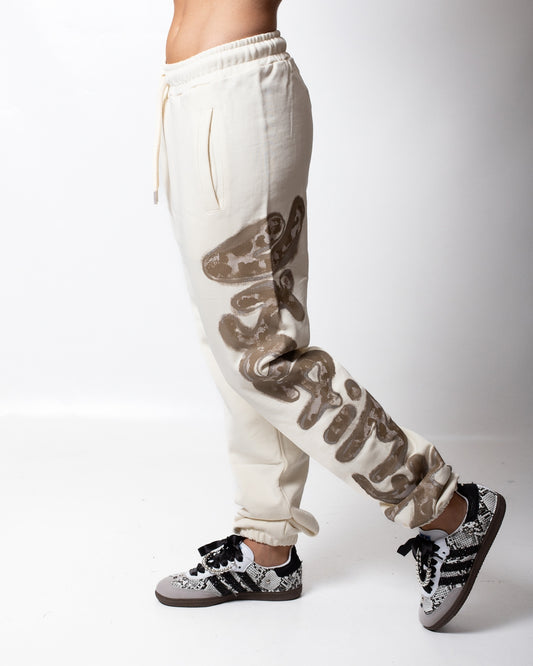 Pantalone Disclaimer in felpa con logo glitterato donna