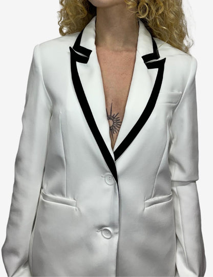 Tailleur Silvian Heach bianco con contorno collo a contrasto donna