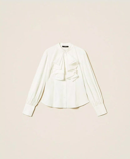 Camicia Twinset Actitude in popeline con volant donna