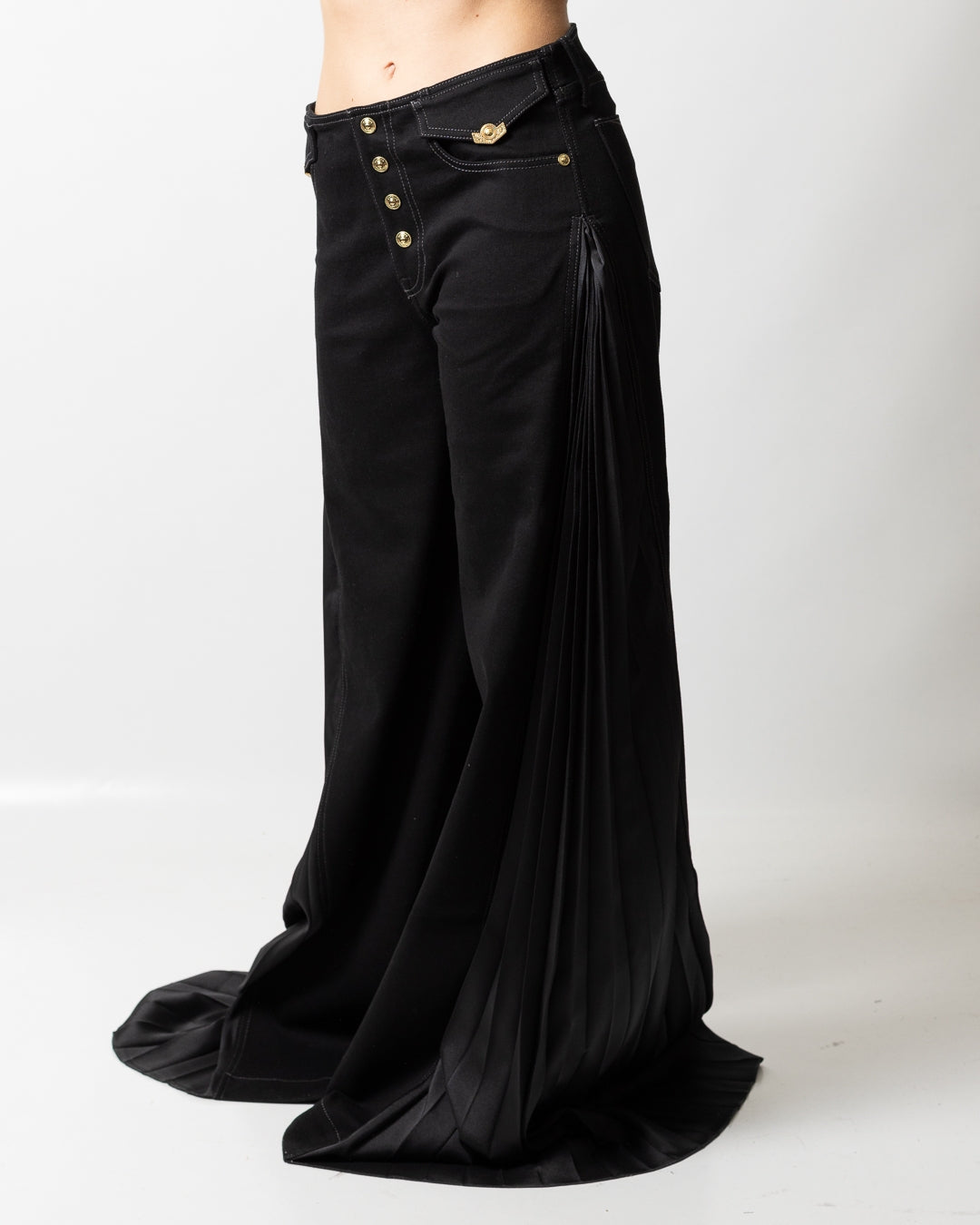 Pantalone Versace Jeans Couture in denim con dettagli in seta donna