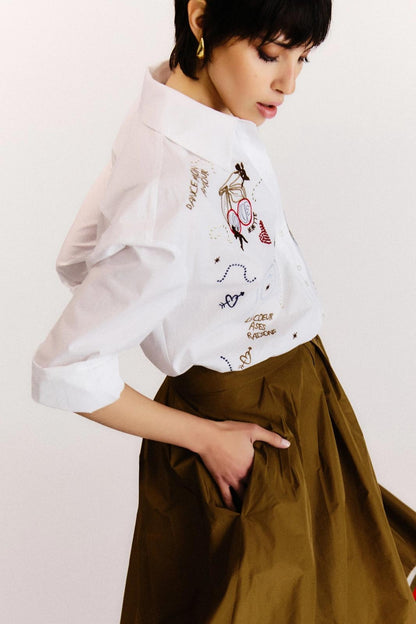 Camicia Nenette over con ricami donna