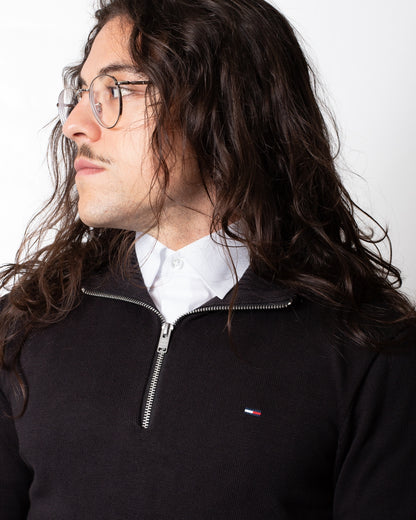 Maglia Tommy Jeans mezza zip con logo minimal uomo