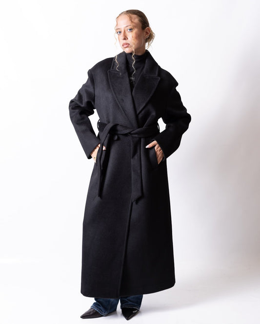 Cappotto Twinset Actitude doppiopetto in misto lana con cintura donna
