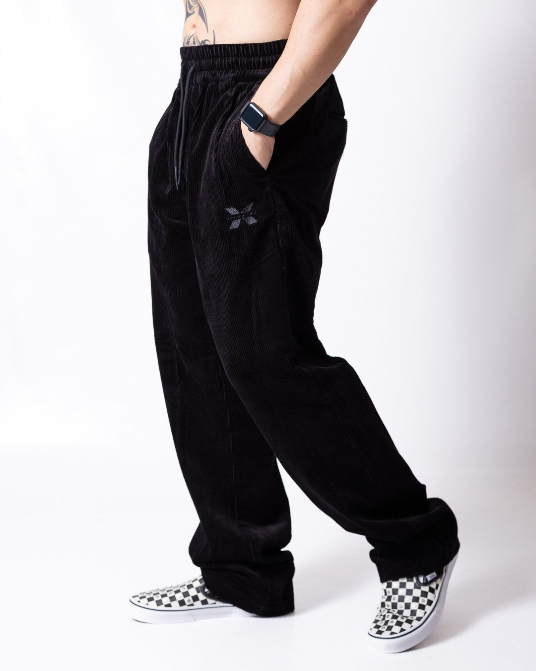 Pantalone Richmond X in velluto a coste con logo ricamato