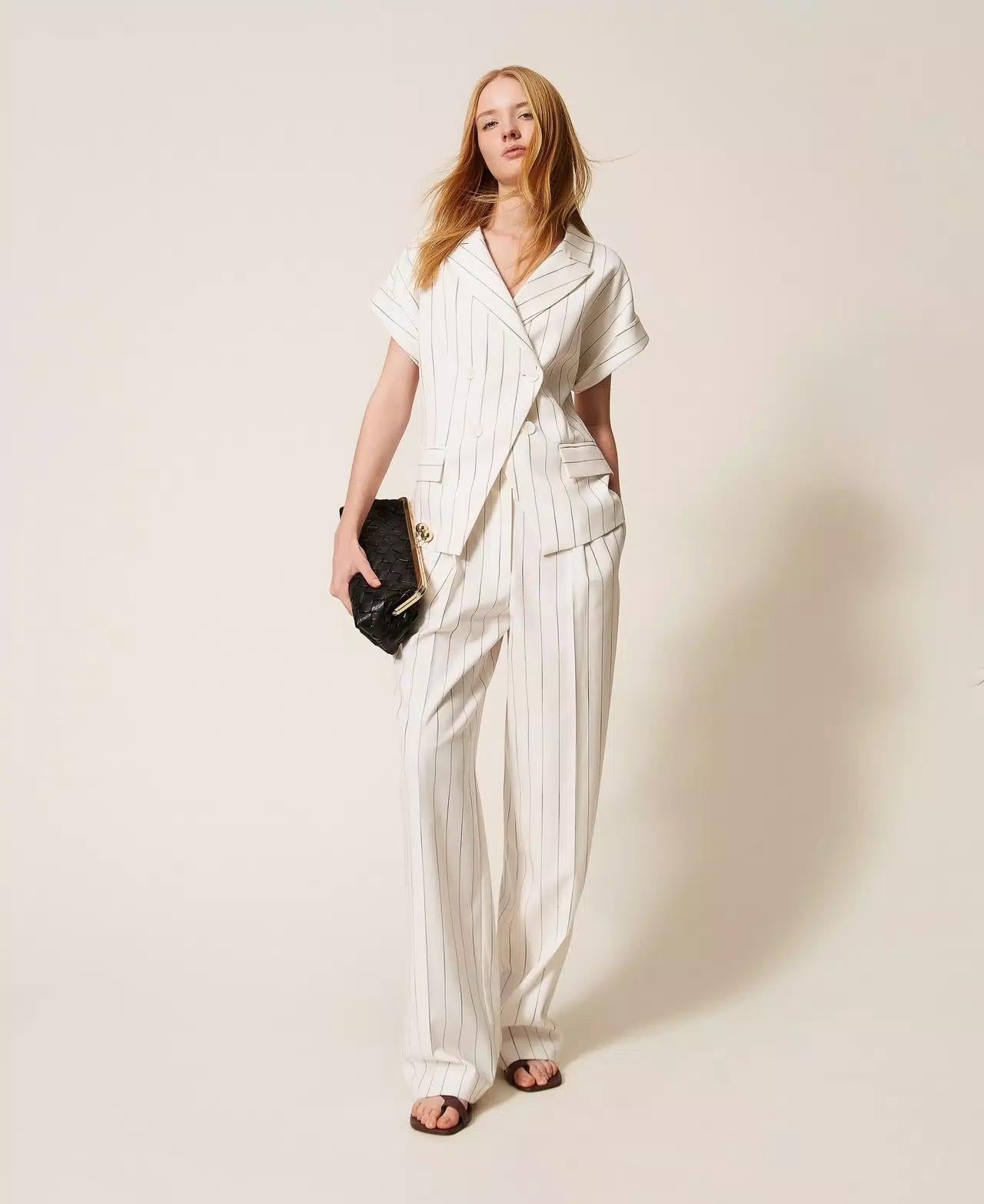 Pantalone Twinset Actitude fluido gessato donna