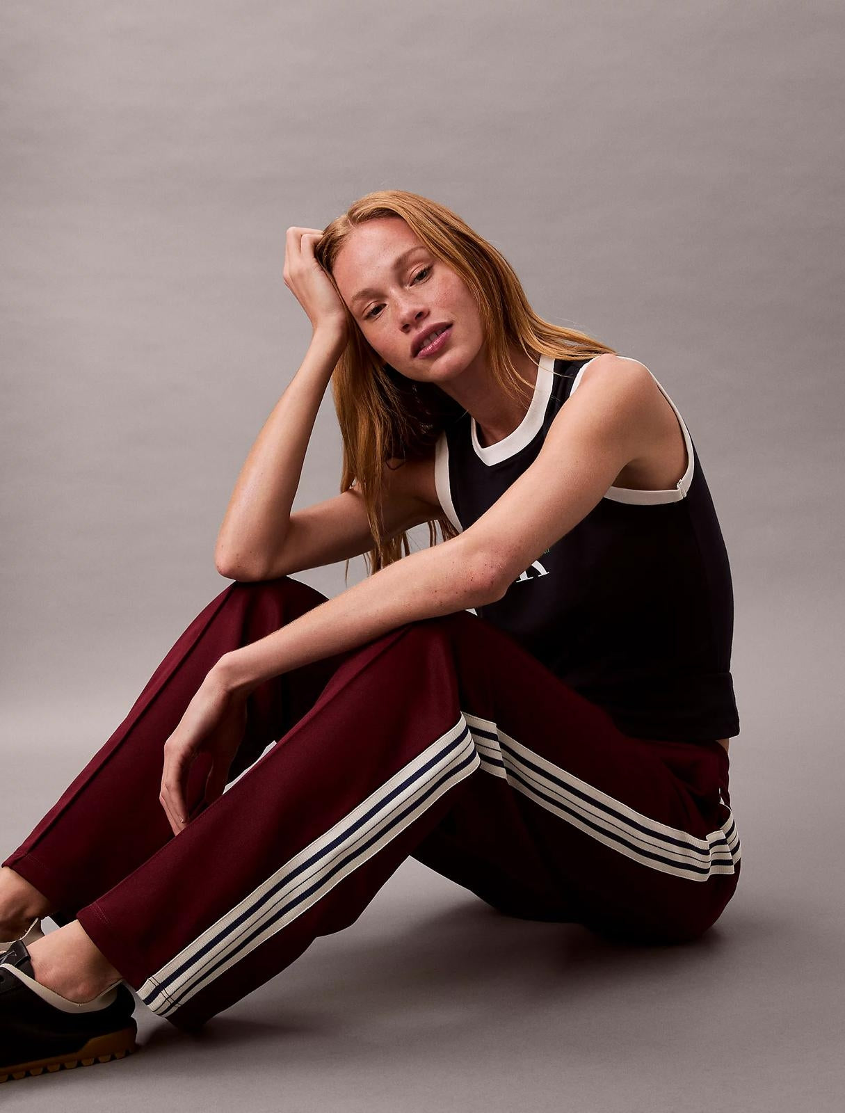 Pantalone Calvin Klein acetato con strisce a contrasto donna