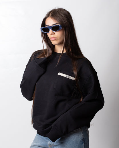 Felpa Moschino girocollo con taschino logato