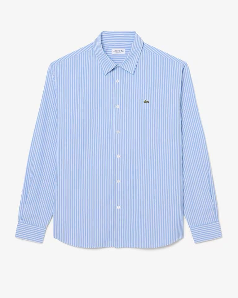 Camicia Lacoste candy stripe con iconico logo ricamato