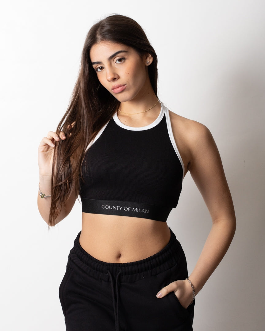 Top Marcelo Burlon cropped con fascia logata donna