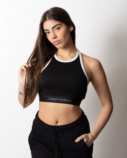 Top Marcelo Burlon cropped con fascia logata donna