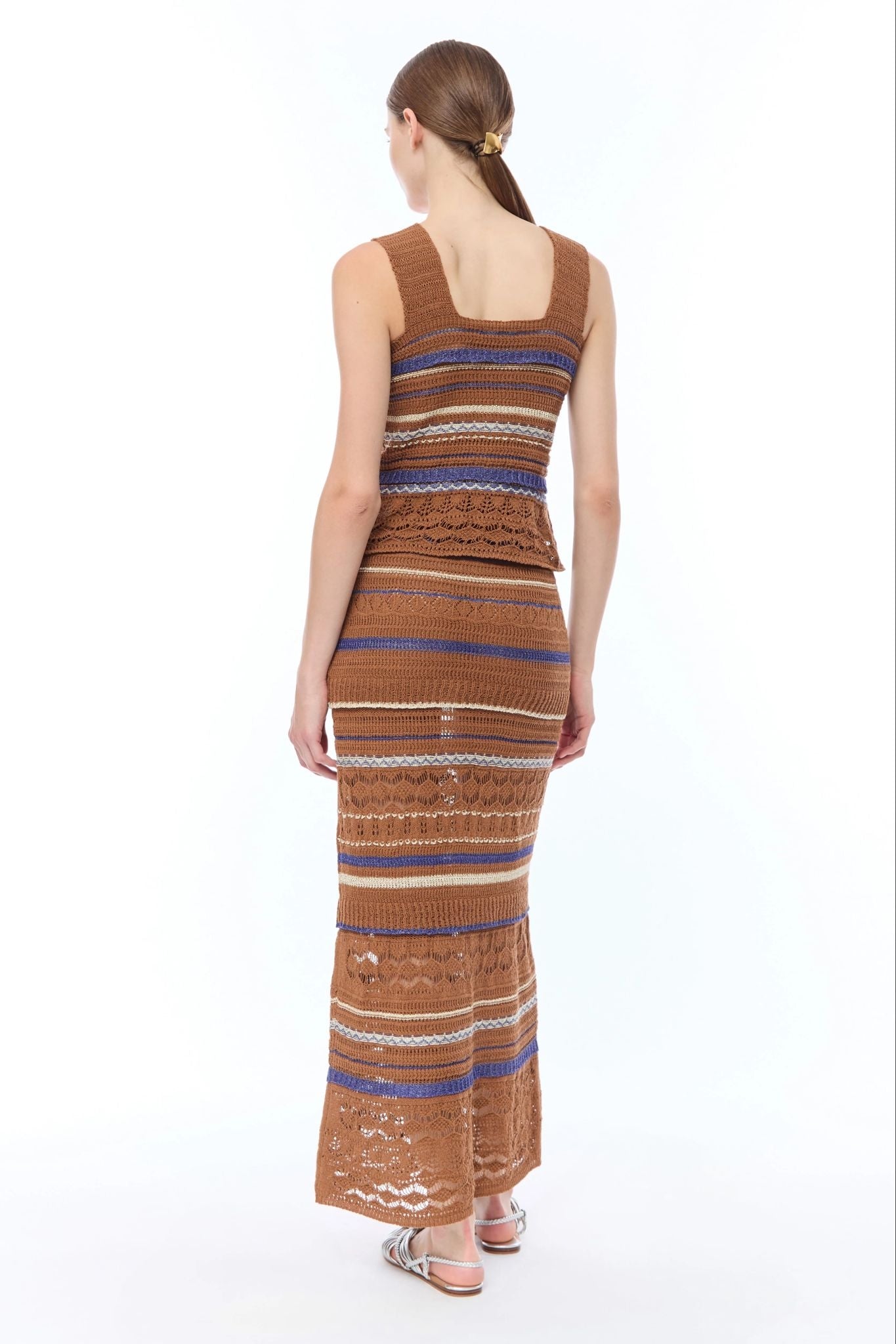 Top Nenette in maglia traforata a righe donna
