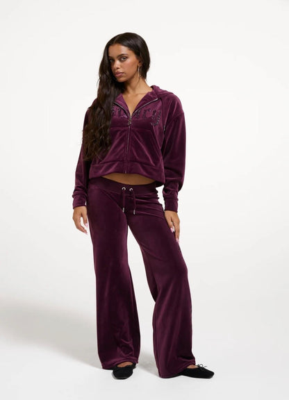 Felpa Juicy Couture full zip con cappuccio e logo strass