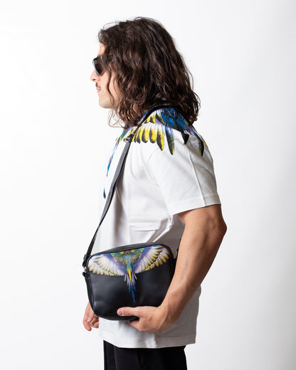 Borsa Marcelo Burlon in ecopelle con tracolla e logo wings colorfull