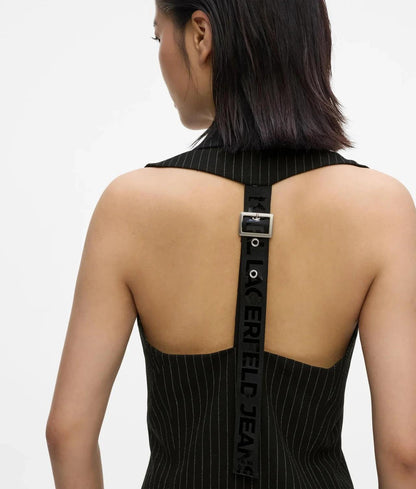 Gilet Karl Lagerfeld Jeans gessato con dettaglio logo sul retro
