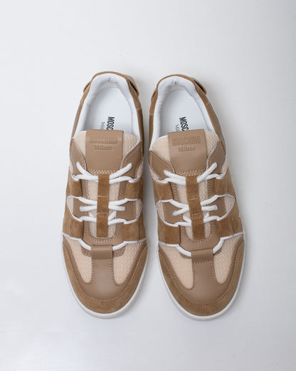 Sneakers Moschino in rete con dettagli in camoscio uomo